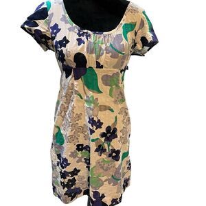 Boden Floral Mini Dress lightweight slim fit 100% cotton unlined sz 4 Petite 4P